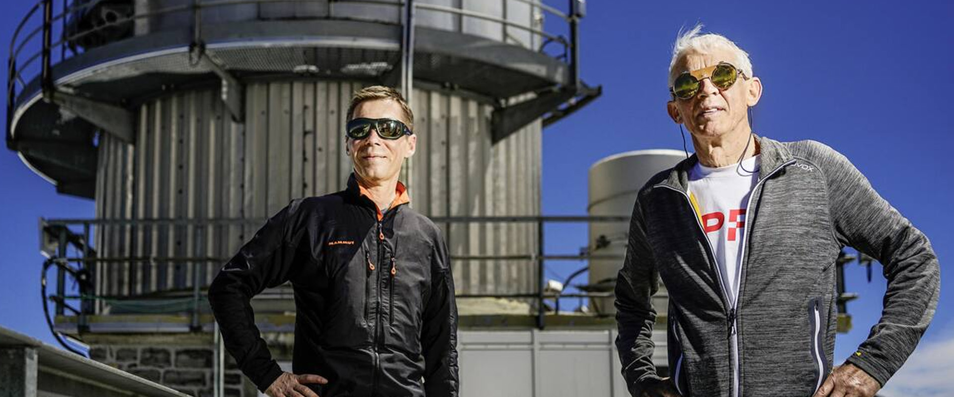 Joël Mesot, 56 ans, et Martin Vetterli, 62 ans. Les deux présidents des EPF de Zurich et de Lausanne ensemble à l’observatoire du Sphinx, à 3571 m d’altitude